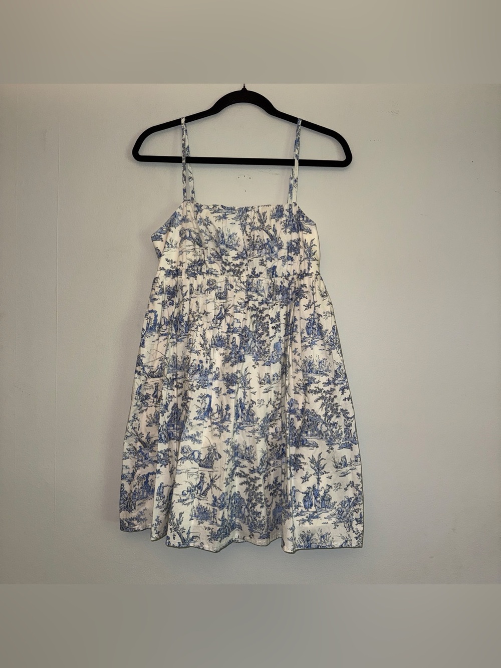 TCEC blue and white toile print dress Sz S ✨